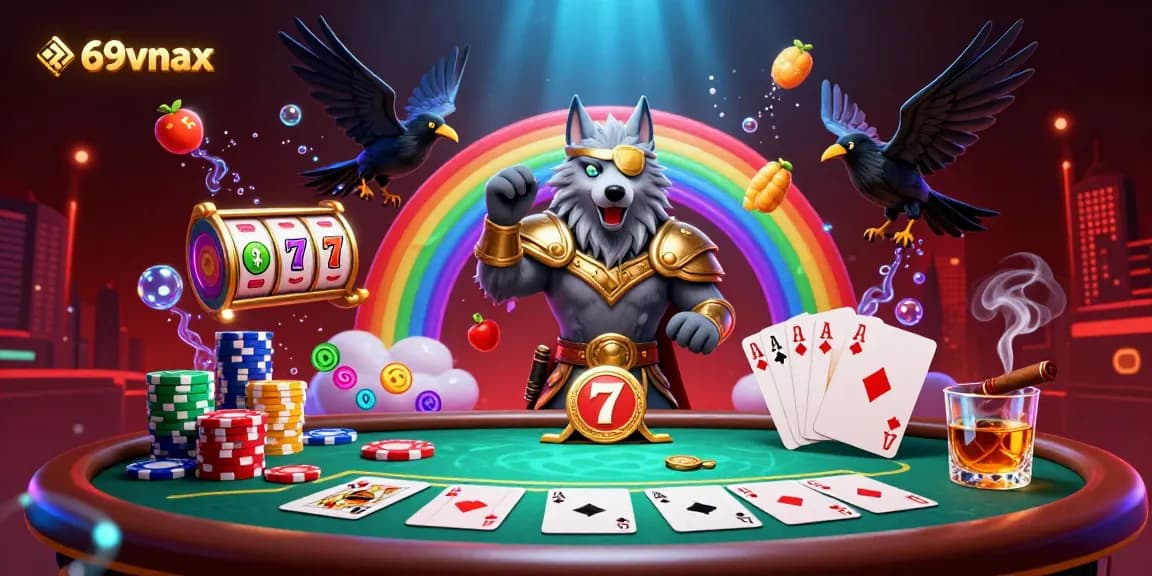 Experience the thrilling 69vnax jackpot with Odin and mythical ravens in a vibrant casino atmosphere.