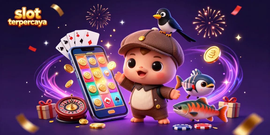 Experience thrilling slot games with slot terpercaya, featuring iconic characters like Nessie amidst vibrant casino elements.