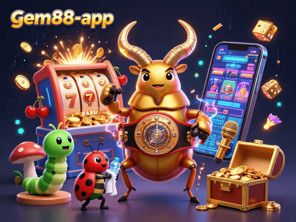 gamble with the gem88-app's vivid casino atmosphere led by a champion stag beetle!