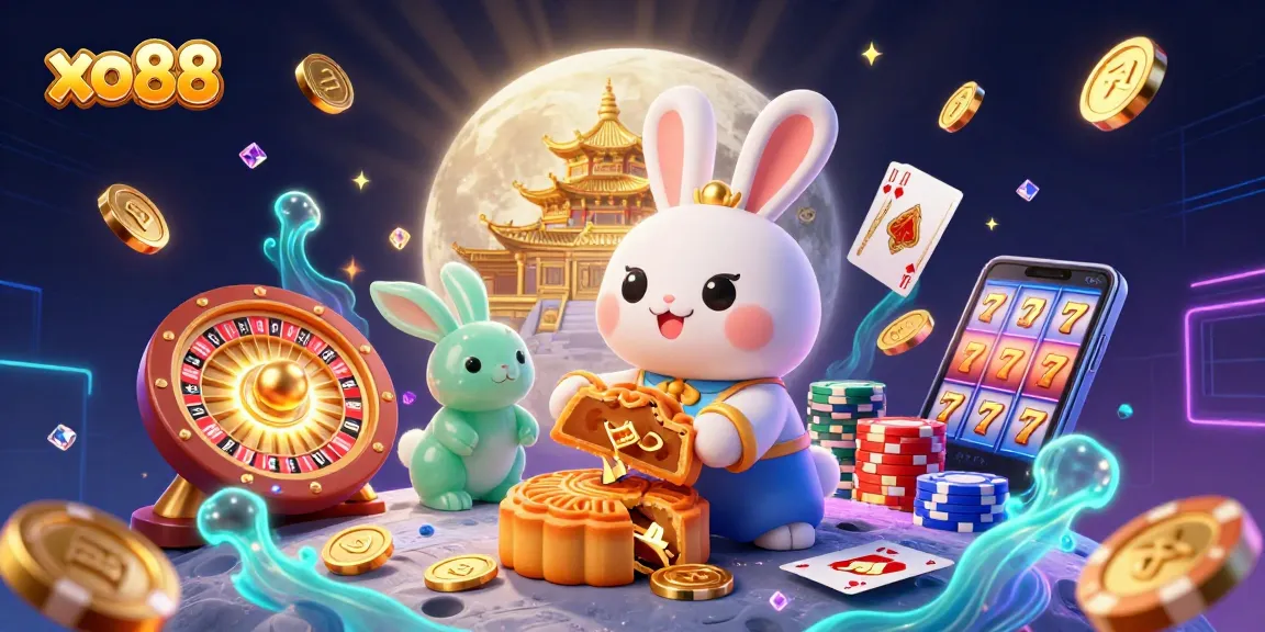 Experience exciting gameplay with xo88, featuring animated moon rabbits and casino elements.