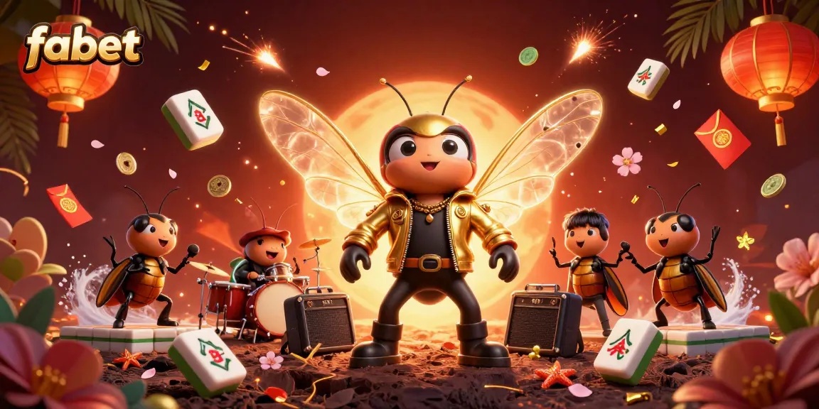Experience winning excitement at fabet with a vibrant 3D casino scene featuring a cicada rock star.