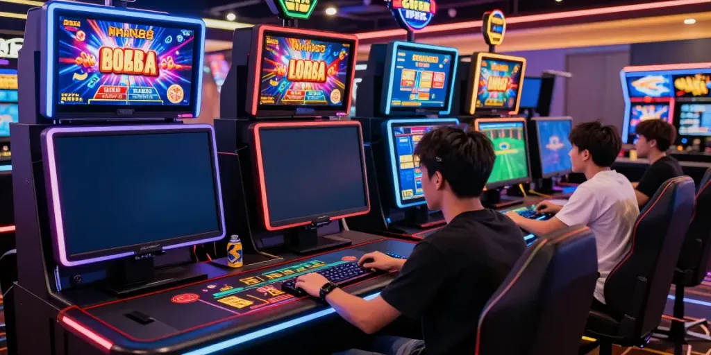 Dynamic gaming experience with MAN88 logo, showcasing slots and live dealer excitement.