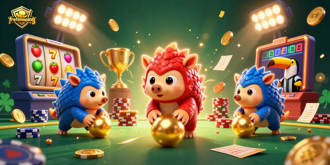 Engaging fretimaging representation with rival pangolins in a vibrant casino scene, showcasing dynamic slot elements.