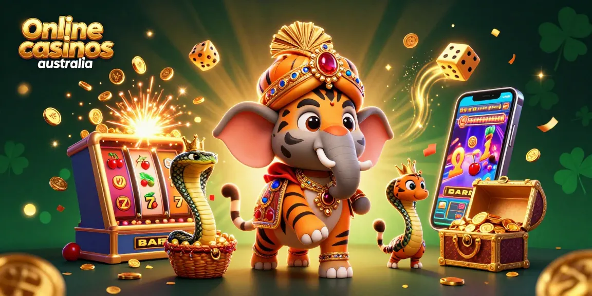 Experience the thrill of online casinos Australia with a vibrant 3D casino illustration featuring jackpots and excitement.