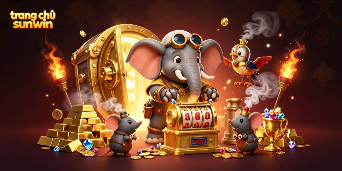 Spin and win at trang chủ sunwin with vibrant steampunk-themed slots illustration full of treasures.